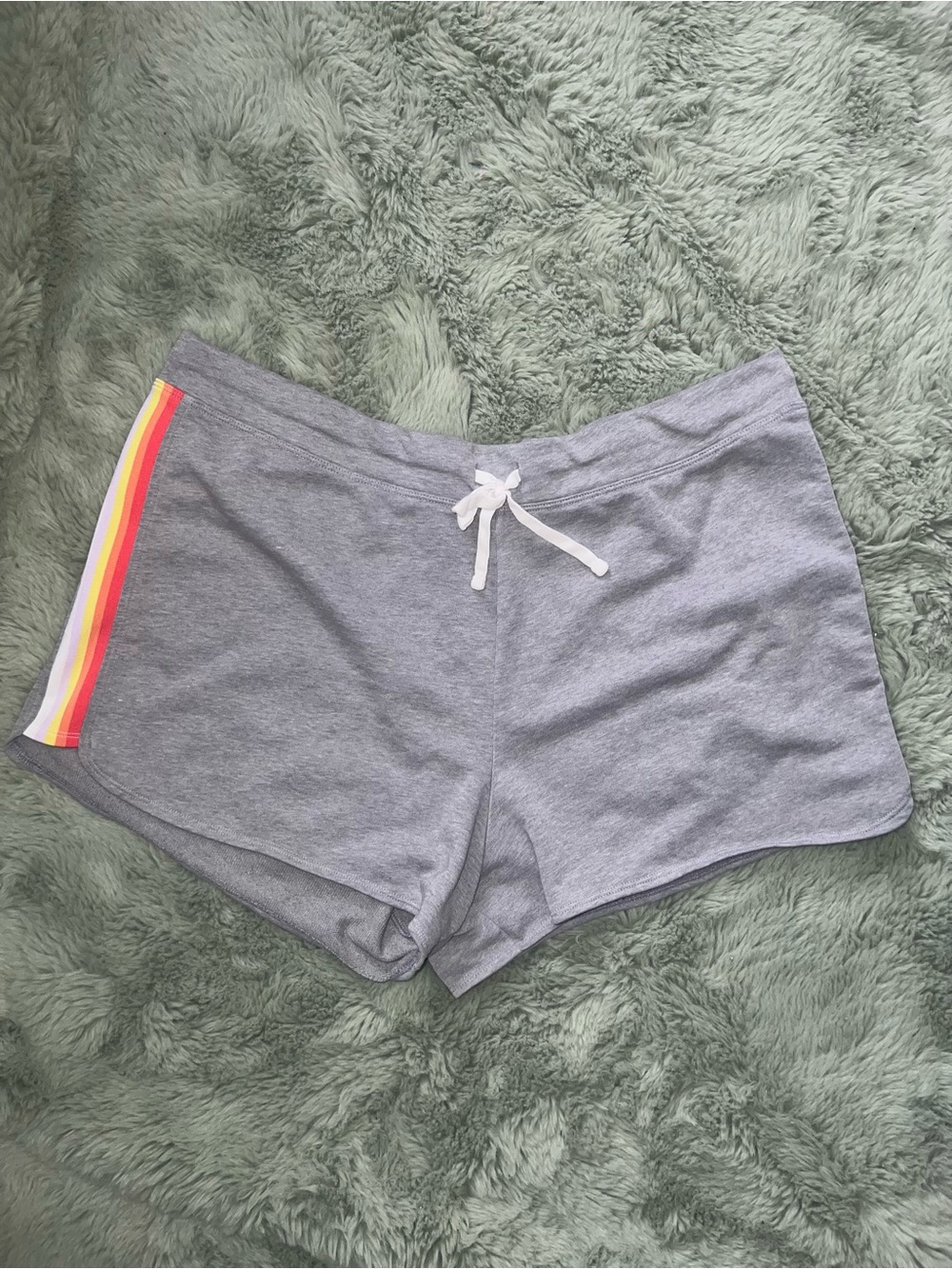 Old Navy Gray Lounge Shorts with Rainbow Stripe